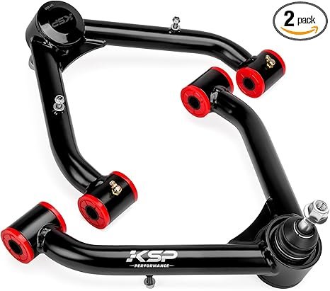 KSP Front Upper Control Arms for Silverado Sierra 1999-2006, 2-4\" Adjustable Tubular A-Arm Replacement Factory/Stock Suspension Arms After 2-4 inches Lift On Chevy GMC 4WD 4X4 RWD, 2PCS Black