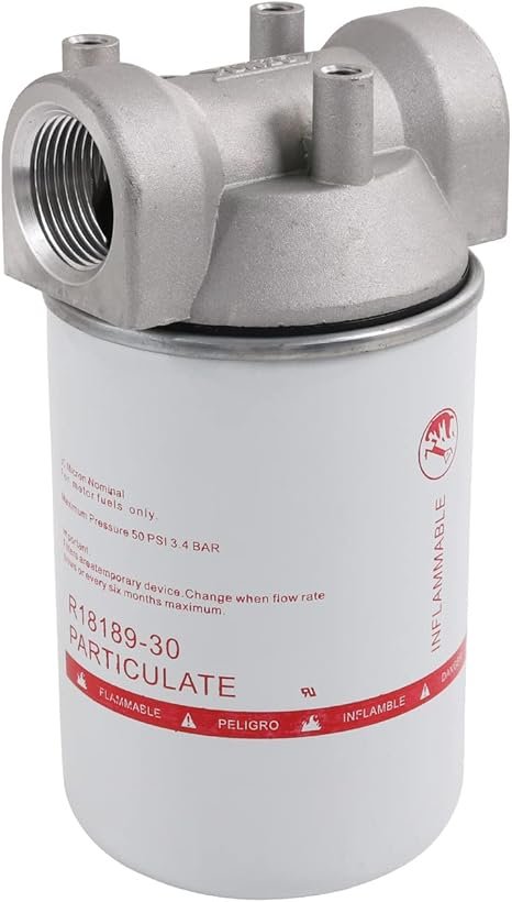 High Flow Fuel Filter, 1” NPT 30 Micron Spin-on Cartridge Style for Mobile and Stationary Fuel Pump Tank Boat