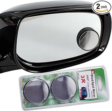 KEWAYO 2 Pack Automotive Blind Spot Mirrors, Small Round Convex Adjustable 360°Rotate Wide Angle Car Rear View Mirror for All Universal Vehicles Car Fit Stick-on Design