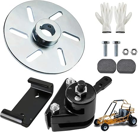 PACEWALKER Upgrade Go Kart Mechanical Disc Brake Caliper and Bracket Kit with Pads and disc for Manco 9598 9597 Yerf-Dog, Carter, ASW, Bristers, Airheart MB-1 Black
