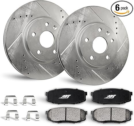 Rear Brake Kit Compatible For Scion tC 2011-2016 Zinc Drilled and Slotted Rotors with Carbon Fiber Pads| 5 Lugs| 279 MM / 10.984 Inch Rotor Dimeter | 10 Yr Warranty | 2 Rotors 4 Pads
