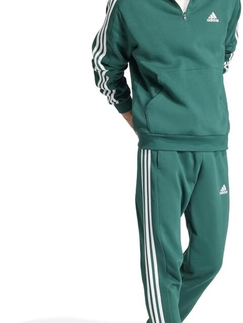 adidas Men\'s Tall Size Essentials 3-Stripes Fleece Tapered Cuff Pants